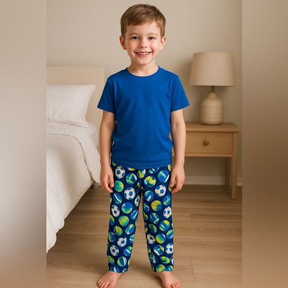 Carter’s Boys Pajama Pants Size 8 Sports Ball Print Blue Green Lounge Sleep - Picture 1 of 5